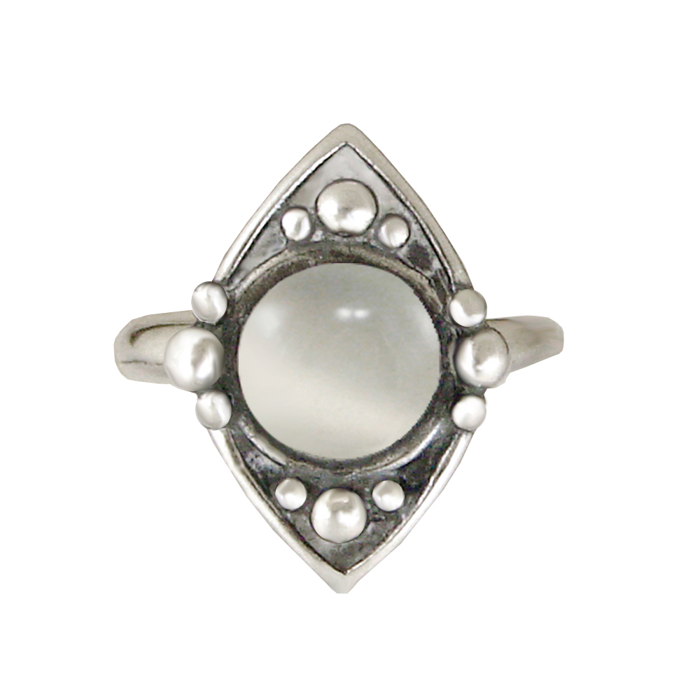 Sterling Silver Gemstone Ring With White Moonstone Size 10